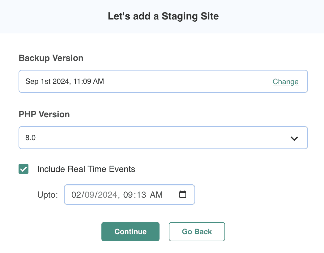 BlogVault staging