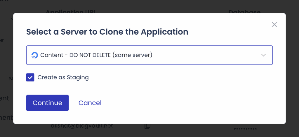 create staging via host