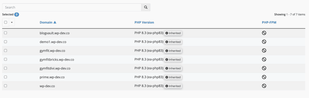 Set PHP Version per Domain