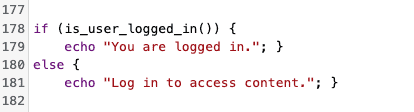 User logged in code