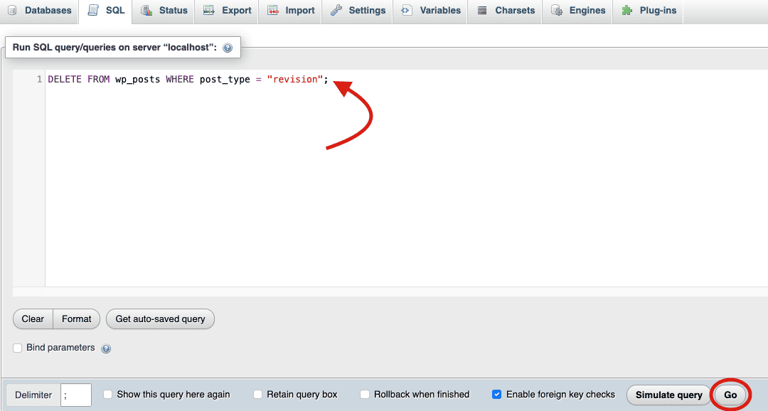 Delete post revisions via database