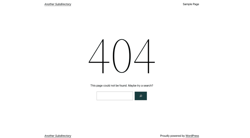 404 error on subdirectory