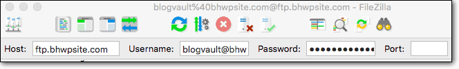FTP client credentials to log in