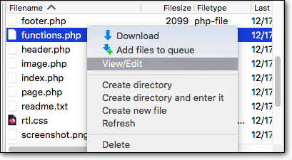 functions.php file
