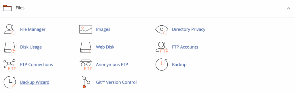 Backup wizard in cpanel