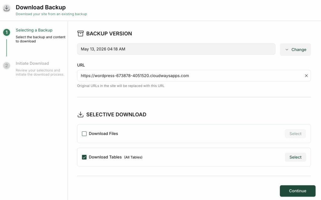 Download backups blogvault