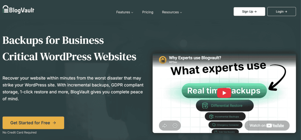 Blogvault Home page