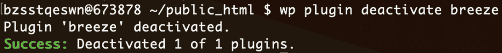 wp plugin deactivate in wp-cli