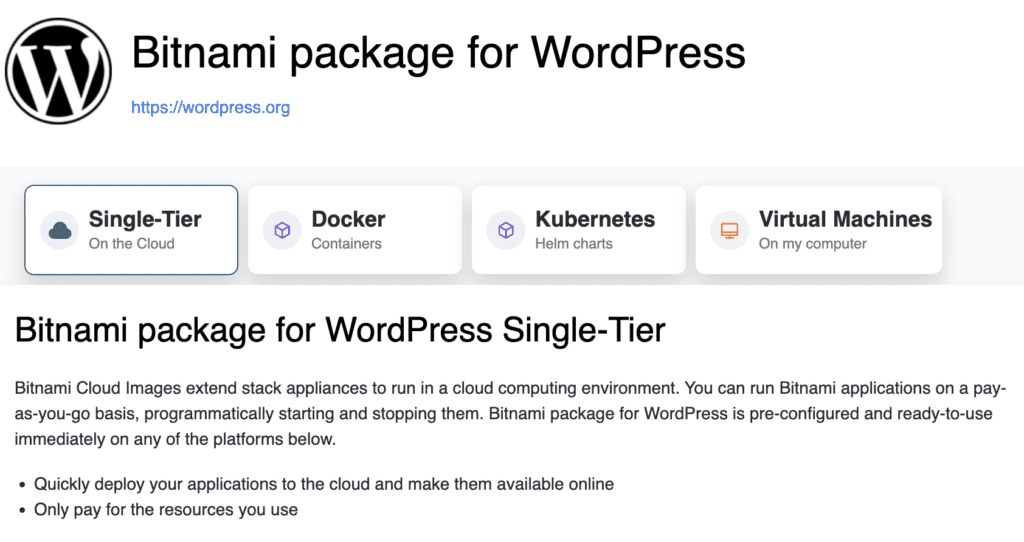 Bitnami package for WordPress