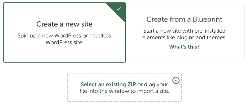 select create a new site
