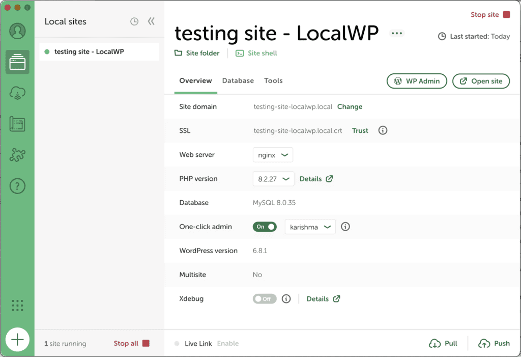 Testing site