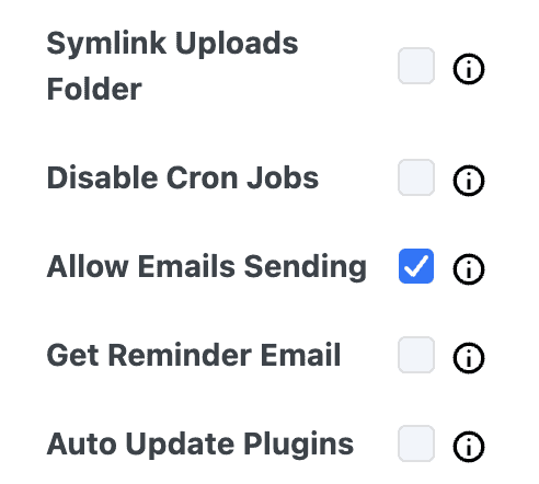 choose allow emails sending