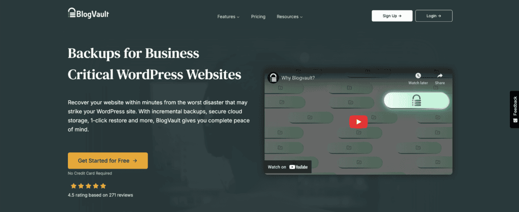BlogVault homepage