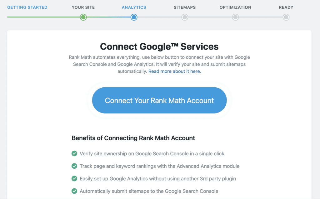 Connect google rank math