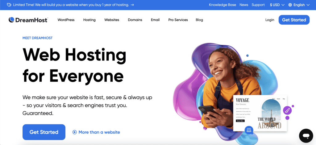 Dreamhost homepage