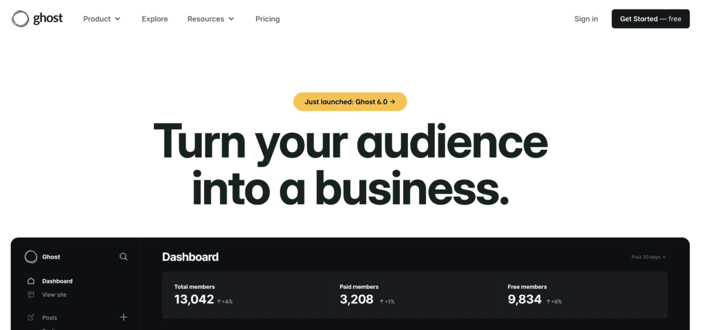 Ghost homepage