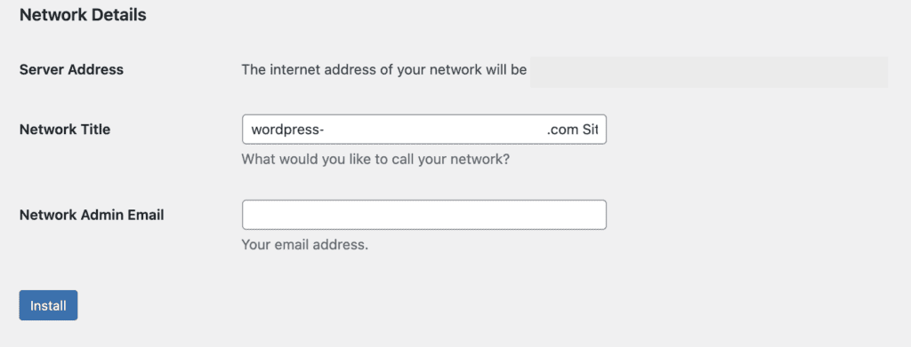 Install WordPress multisite