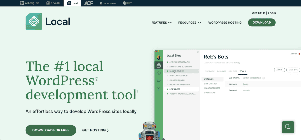 Local by flywheel homepage