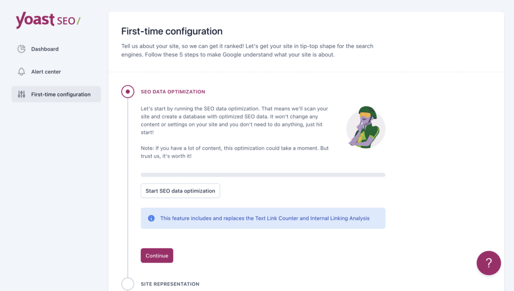 First time configuration Yoast