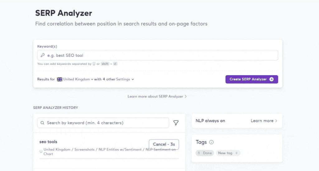 Surfer SERP analyzer