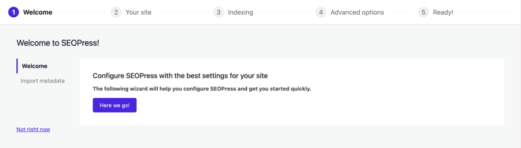 Setup wizard SEOPress