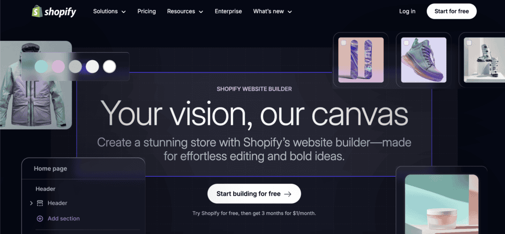 Shopify homepage