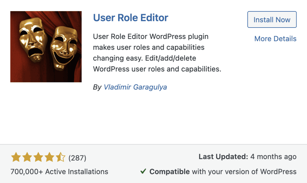 User role editor plugin