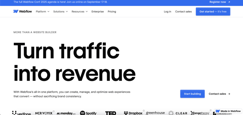 Webflow homepage