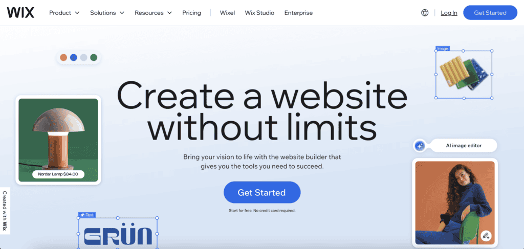 Wix homepage
