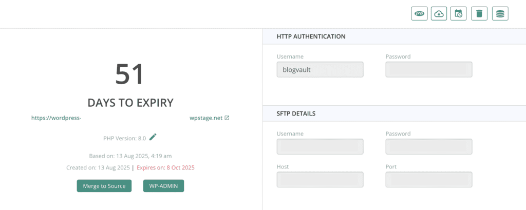 Wordpress staging login details blogvault