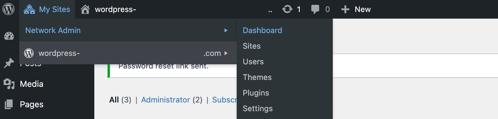 Network admin dashboard