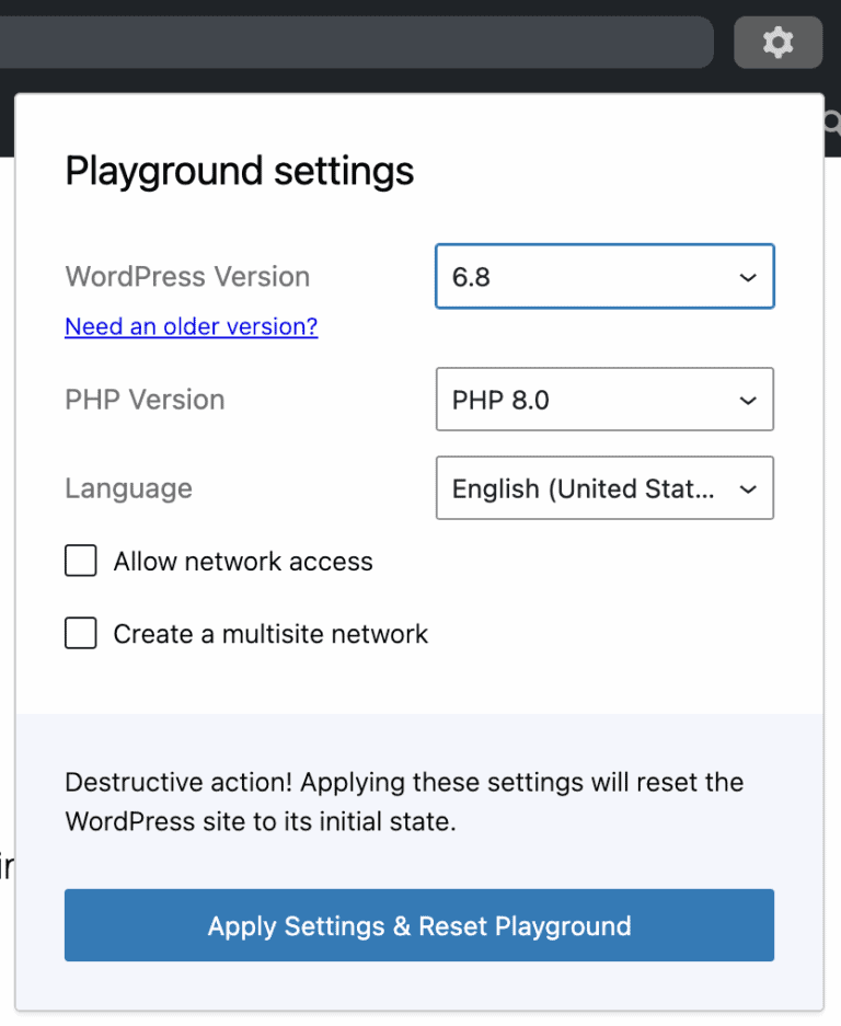 Playground configuration