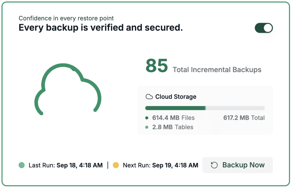 BlogVault backups