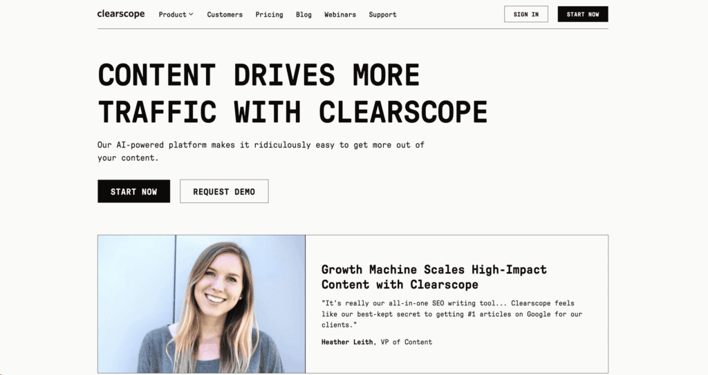 Clearscope homepage