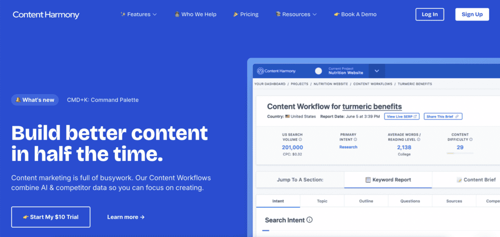Content harmony homepage