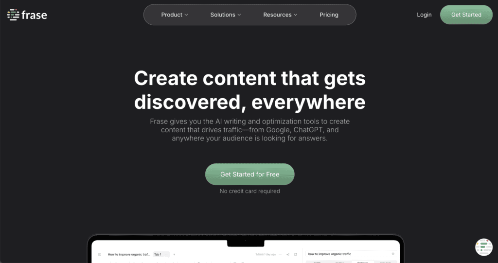 Frase.io homepage