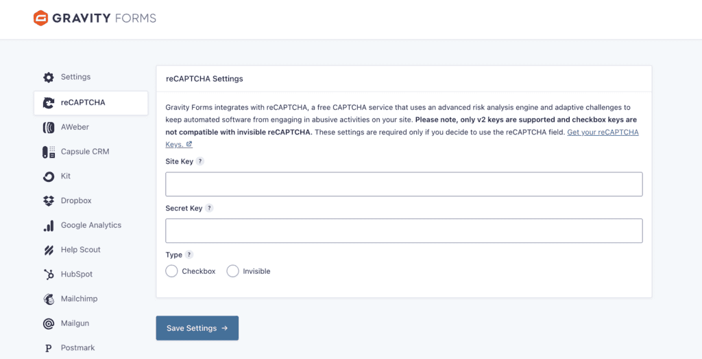 Gravity forms captcha