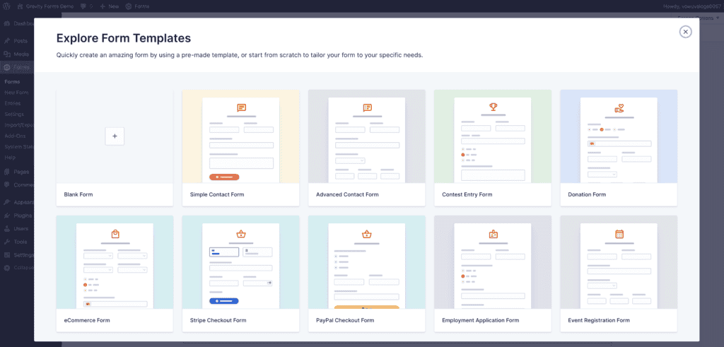 Gravity forms templates