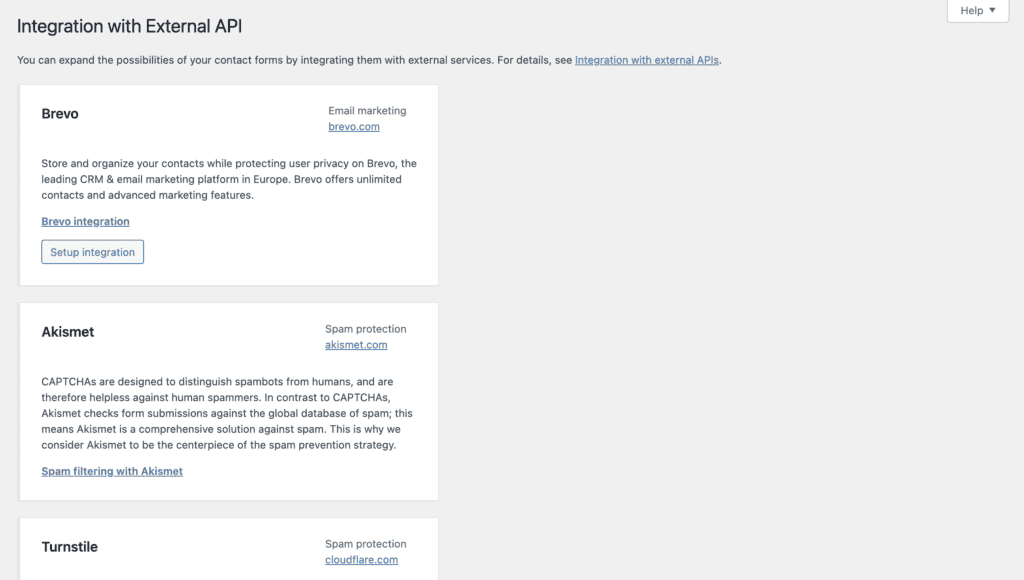 Integrations with Contact form 7