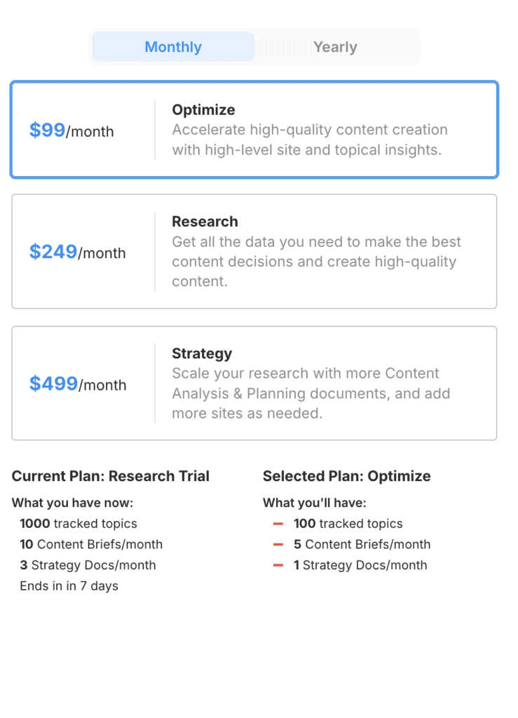 MarketMuse pricing page