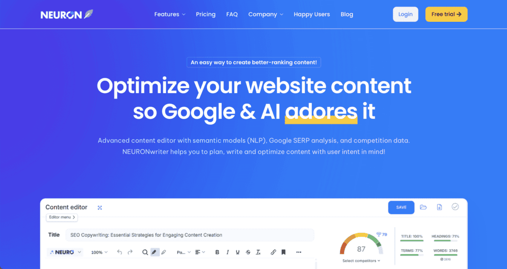 NeuronWriter homepage