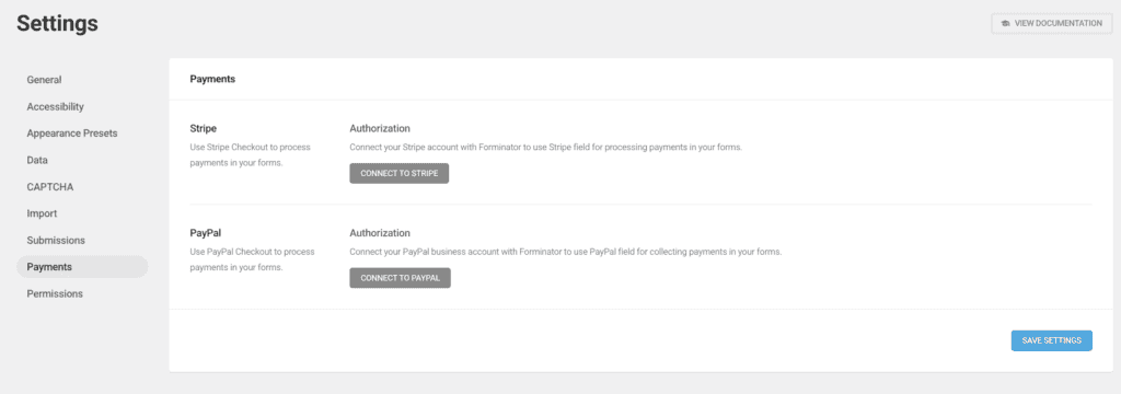 Ninja forms payment integration