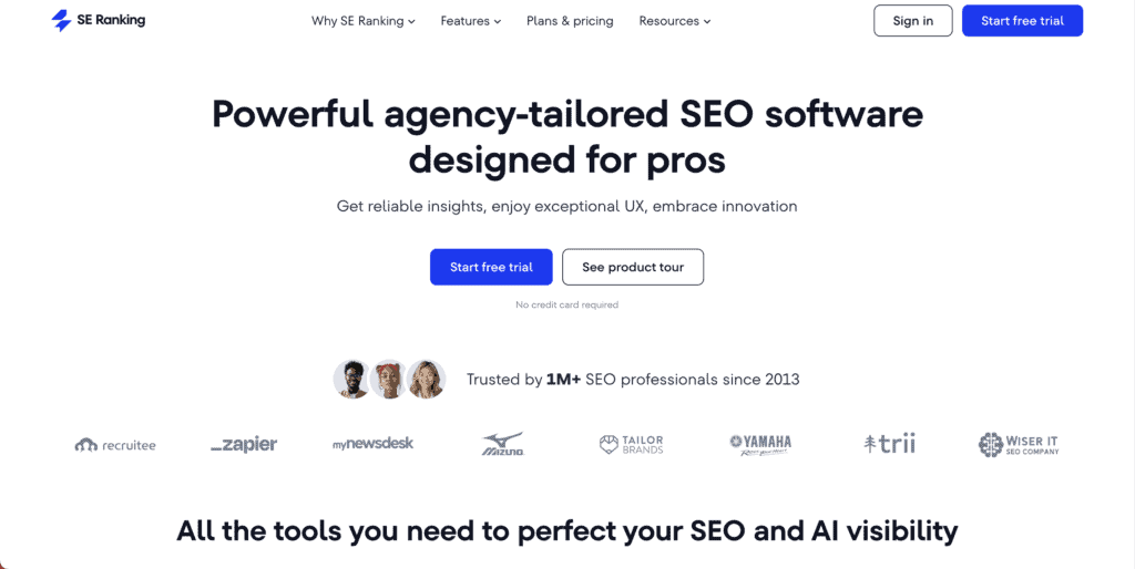 SE ranking homepage