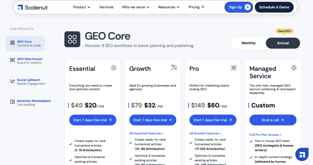 Scalenut pricing page