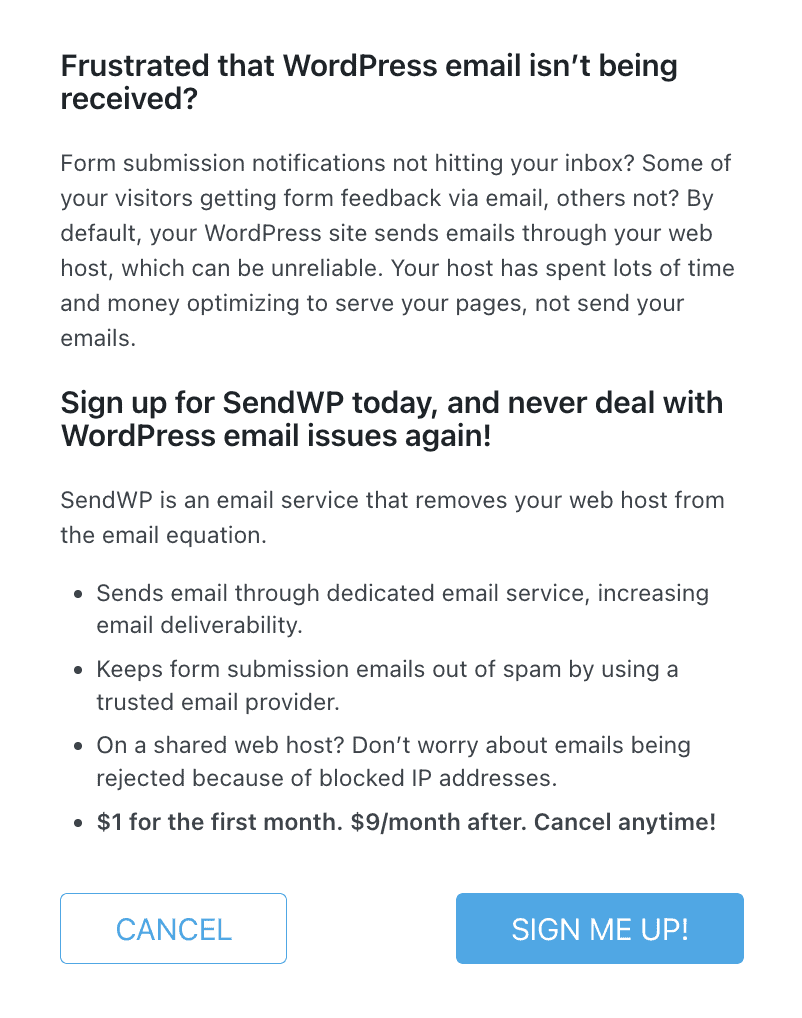 SendWP notif prompt