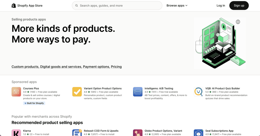 Shopify app store