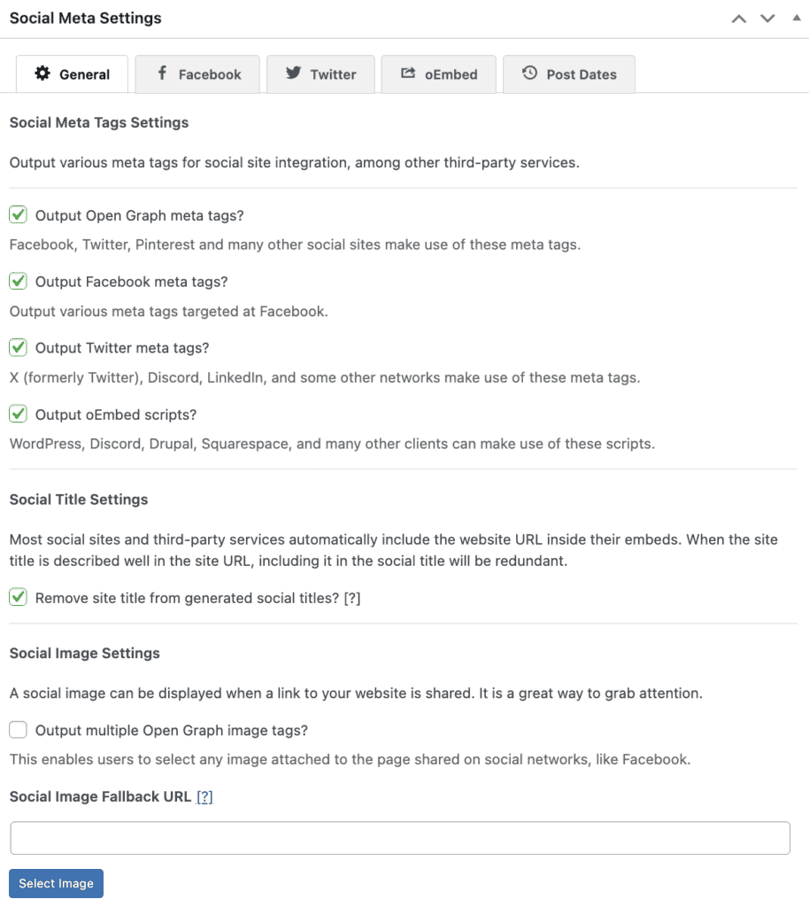 Social media settings