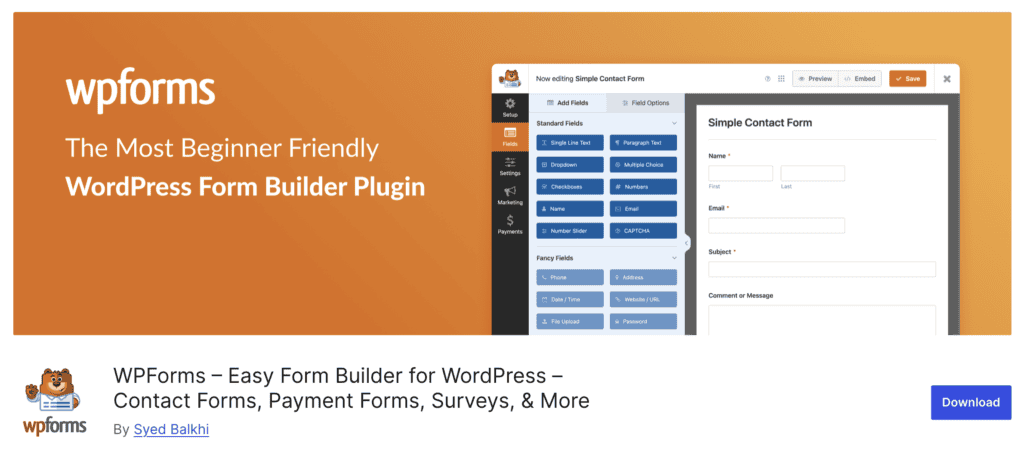 WPForms plugin page