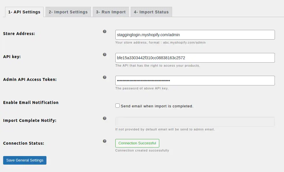 API settings WooCommerce