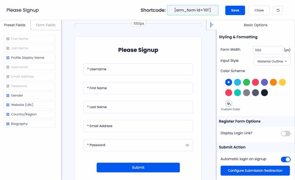 armember form templates